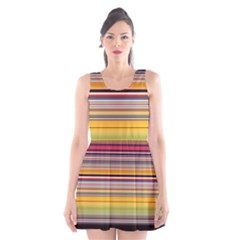 Neopolitan Horizontal Lines Strokes Scoop Neck Skater Dress by Pakjumat