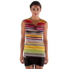 Neopolitan Horizontal Lines Strokes Wrap Front Bodycon Dress by Pakjumat