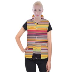 Neopolitan Horizontal Lines Strokes Women s Button Up Vest by Pakjumat