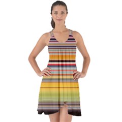 Neopolitan Horizontal Lines Strokes Show Some Back Chiffon Dress by Pakjumat