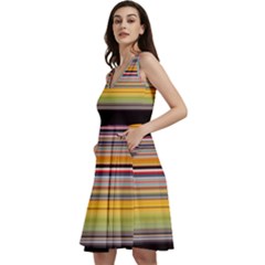 Neopolitan Horizontal Lines Strokes Sleeveless V-neck Skater Dress With Pockets by Pakjumat