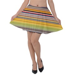 Neopolitan Horizontal Lines Strokes Velvet Skater Skirt by Pakjumat