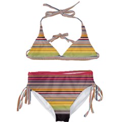 Neopolitan Horizontal Lines Strokes Kids  Classic Bikini Set by Pakjumat