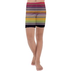 Neopolitan Horizontal Lines Strokes Kids  Lightweight Velour Capri Yoga Leggings by Pakjumat