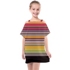 Neopolitan Horizontal Lines Strokes Kids  One Piece Chiffon Dress by Pakjumat