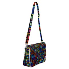 Geometric Colorful Square Rectangle Shoulder Bag With Back Zipper by Pakjumat