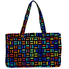 Geometric Colorful Square Rectangle Canvas Work Bag by Pakjumat