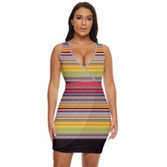 Neopolitan Horizontal Lines Strokes Draped Bodycon Dress by Pakjumat