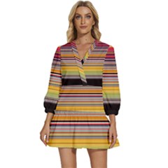 Neopolitan Horizontal Lines Strokes V-neck Placket Mini Dress by Pakjumat