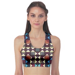 Symmetry Geometric Pattern Texture Fitness Sports Bra by Pakjumat