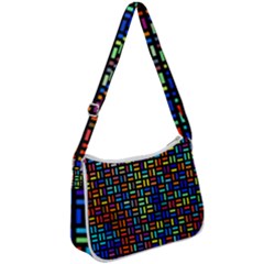 Geometric Colorful Square Rectangle Zip Up Shoulder Bag by Pakjumat