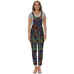 Geometric Colorful Square Rectangle Women s Pinafore Overalls Jumpsuit by Pakjumat