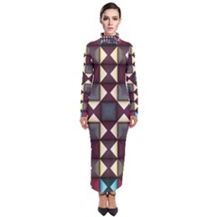 Symmetry Geometric Pattern Texture Turtleneck Maxi Dress by Pakjumat