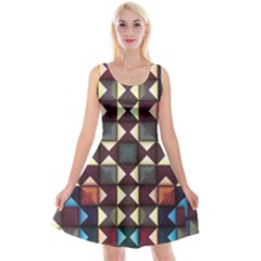 Symmetry Geometric Pattern Texture Reversible Velvet Sleeveless Dress by Pakjumat