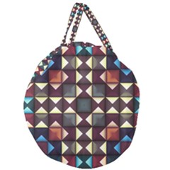 Symmetry Geometric Pattern Texture Giant Round Zipper Tote by Pakjumat