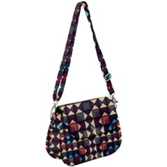 Symmetry Geometric Pattern Texture Saddle Handbag by Pakjumat