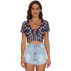 Symmetry Geometric Pattern Texture V-neck Crop Top by Pakjumat