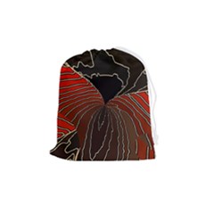 Red Gold Black Voracious Plant Leaf Drawstring Pouch (medium) by Pakjumat