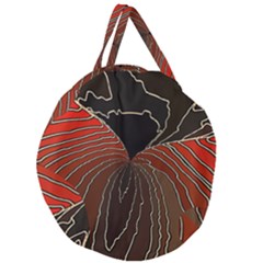 Red Gold Black Voracious Plant Leaf Giant Round Zipper Tote by Pakjumat