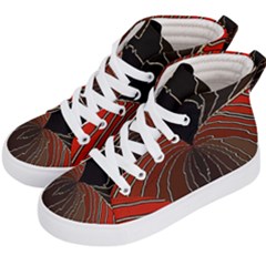 Red Gold Black Voracious Plant Leaf Kids  Hi-top Skate Sneakers by Pakjumat