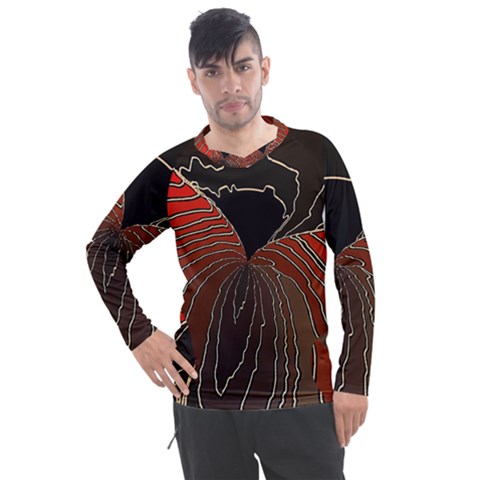 Red Gold Black Voracious Plant Leaf Men s Pique Long Sleeve T-shirt by Pakjumat