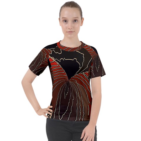 Red Gold Black Voracious Plant Leaf Women s Sport Raglan T-shirt by Pakjumat