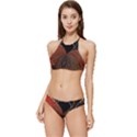 Red Gold Black Voracious Plant Leaf Banded Triangle Bikini Set View1