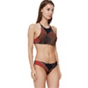 Red Gold Black Voracious Plant Leaf Banded Triangle Bikini Set View3