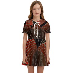 Red Gold Black Voracious Plant Leaf Kids  Sweet Collar Dress by Pakjumat