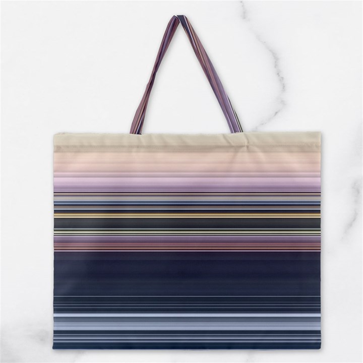 Horizontal Line Strokes Color Lines Zipper Large Tote Bag