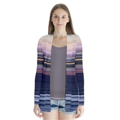 Horizontal Line Strokes Color Lines Drape Collar Cardigan by Pakjumat