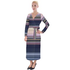 Horizontal Line Strokes Color Lines Velvet Maxi Wrap Dress by Pakjumat