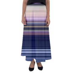 Horizontal Line Strokes Color Lines Flared Maxi Skirt by Pakjumat