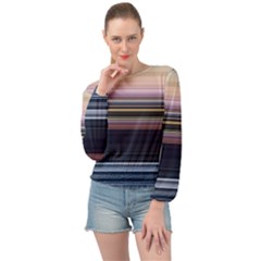 Horizontal Line Strokes Color Lines Banded Bottom Chiffon Top by Pakjumat