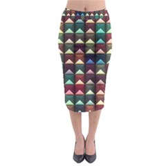 Diamond Geometric Square Design Pattern Midi Pencil Skirt by Pakjumat