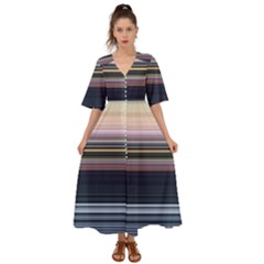 Horizontal Line Strokes Color Lines Kimono Sleeve Boho Dress by Pakjumat