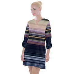 Horizontal Line Strokes Color Lines Open Neck Shift Dress