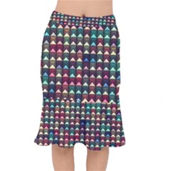 Diamond Geometric Square Design Pattern Short Mermaid Skirt by Pakjumat