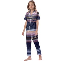 Horizontal Line Strokes Color Lines Kids  Satin Short Sleeve Pajamas Set by Pakjumat