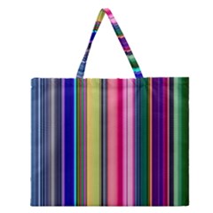 Pastel Colors Striped Pattern Zipper Large Tote Bag by Pakjumat