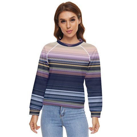 Horizontal Line Strokes Color Lines Women s Long Sleeve Raglan T-shirt by Pakjumat