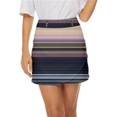 Horizontal Line Strokes Color Lines Mini Front Wrap Skirt by Pakjumat