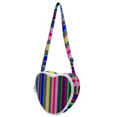 Pastel Colors Striped Pattern Heart Shoulder Bag by Pakjumat