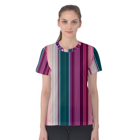 Vertical Line Color Lines Texture Women s Cotton T-shirt by Pakjumat