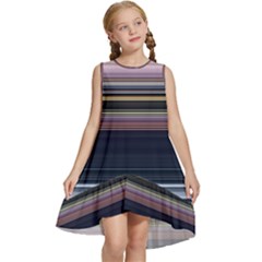 Horizontal Line Strokes Color Lines Kids  Frill Swing Dress by Pakjumat