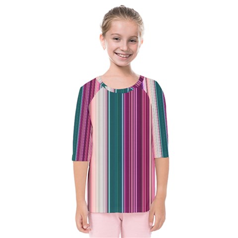 Vertical Line Color Lines Texture Kids  Quarter Sleeve Raglan T-shirt by Pakjumat