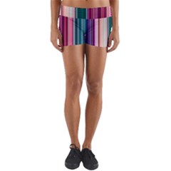 Vertical Line Color Lines Texture Yoga Shorts by Pakjumat