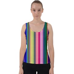 Pastel Colors Striped Pattern Velvet Tank Top by Pakjumat