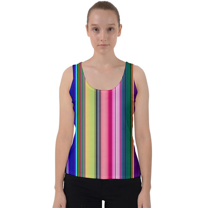 Pastel Colors Striped Pattern Velvet Tank Top