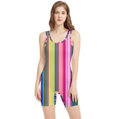 Pastel Colors Striped Pattern Women s Wrestling Singlet by Pakjumat